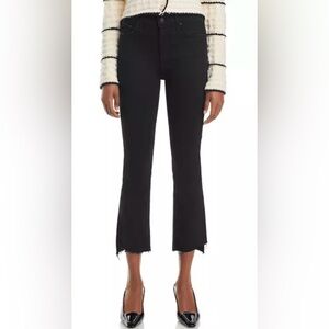 Mother straight leg jeans size 27 black raw hem the insider crop step fray